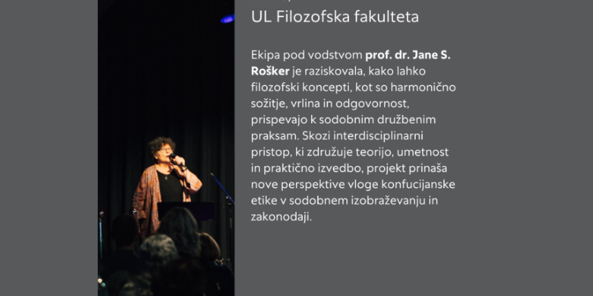 Projekt Krepitev transkulturnega dialoga in razvoj globalne etike vodi prof. dr. Jana S. Rošker.